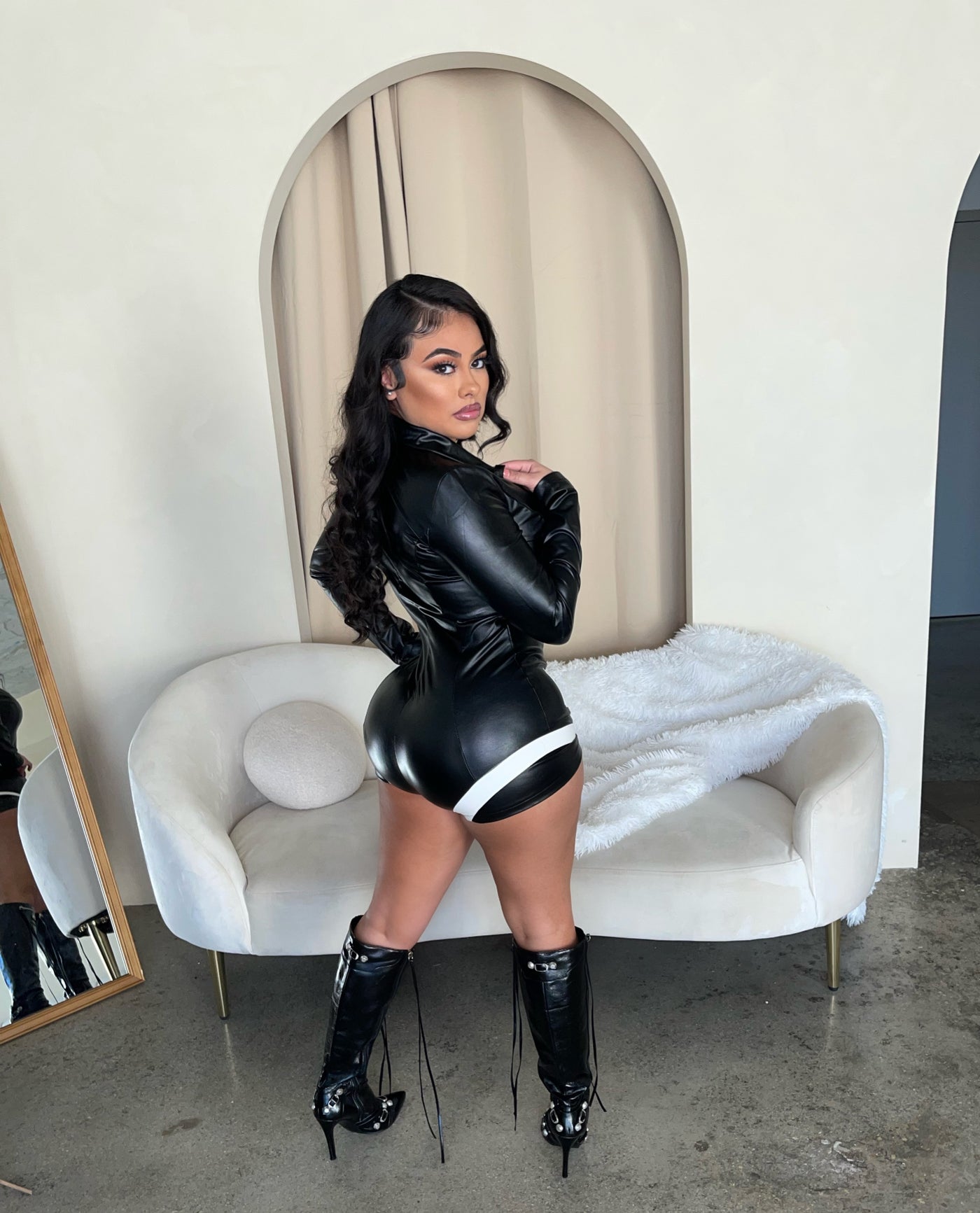 69 black leather Jumpsuit